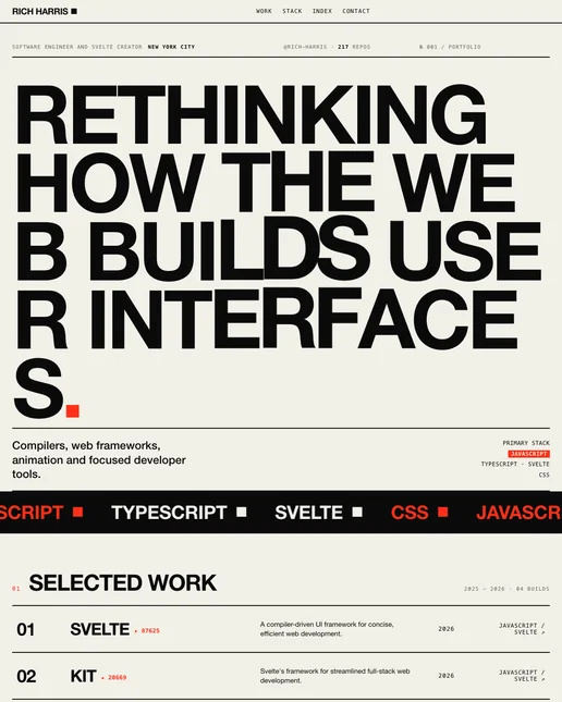 Rich Harris's brutalist portfolio example