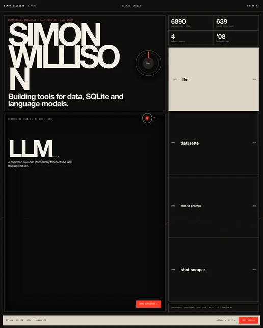 Simon Willison's signal-studio portfolio example