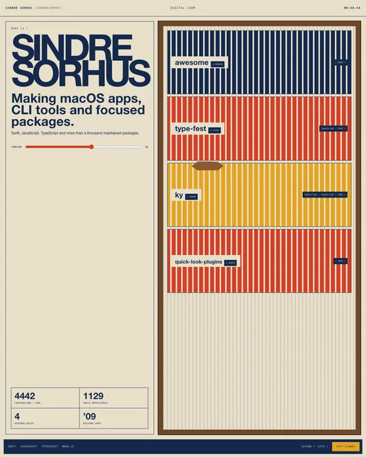 Sindre Sorhus's digital-loom portfolio example